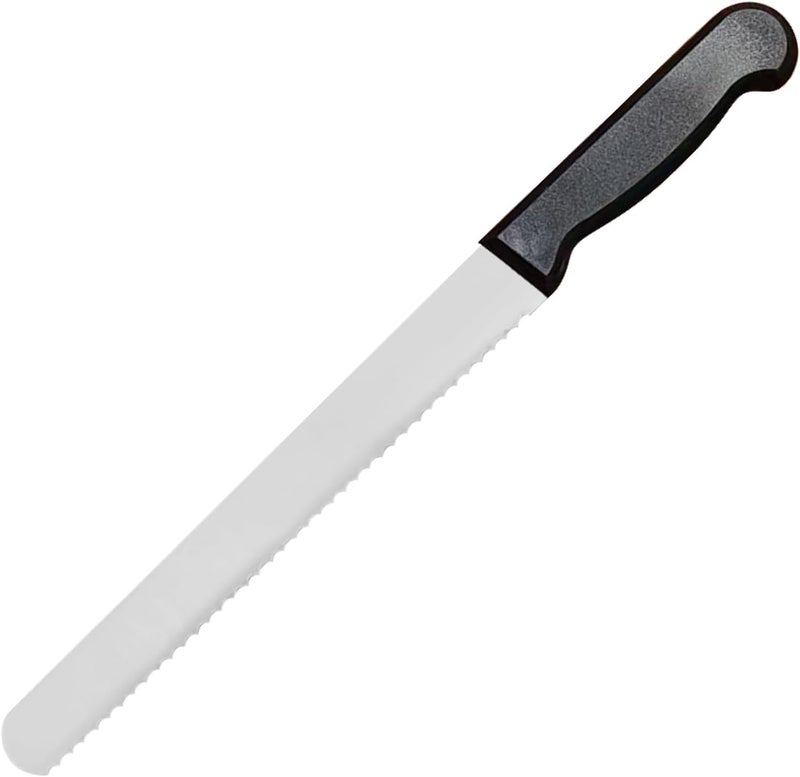 Kitchen Master 10 Inch Stainless Steel Serrated Bread Knife (Black) | Heavy-Duty Slicer - Image 1